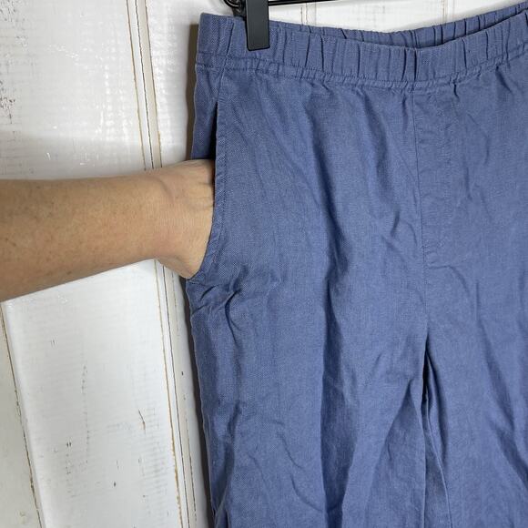 John Mark Blue Wide Leg Linen Pants Coastal Lagenlook Beachy Nautical Vacation S - Picture 4 of 6